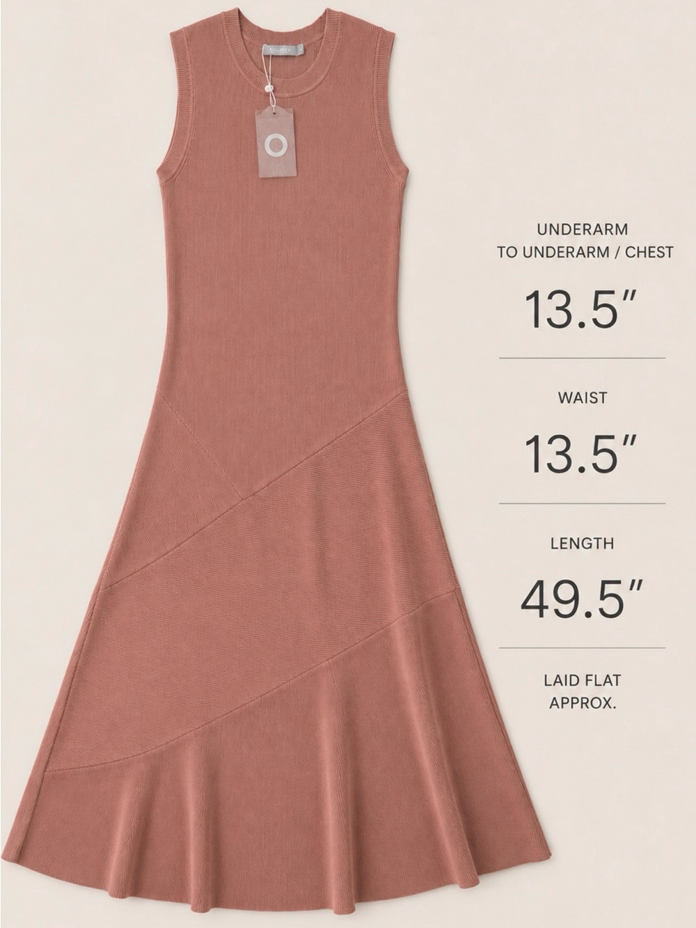 12 STOREEZ Dusty Rose Sleeveless Ribbed Knit Maxi Dress XS Soft Flare Hem - Picture 12 of 14
